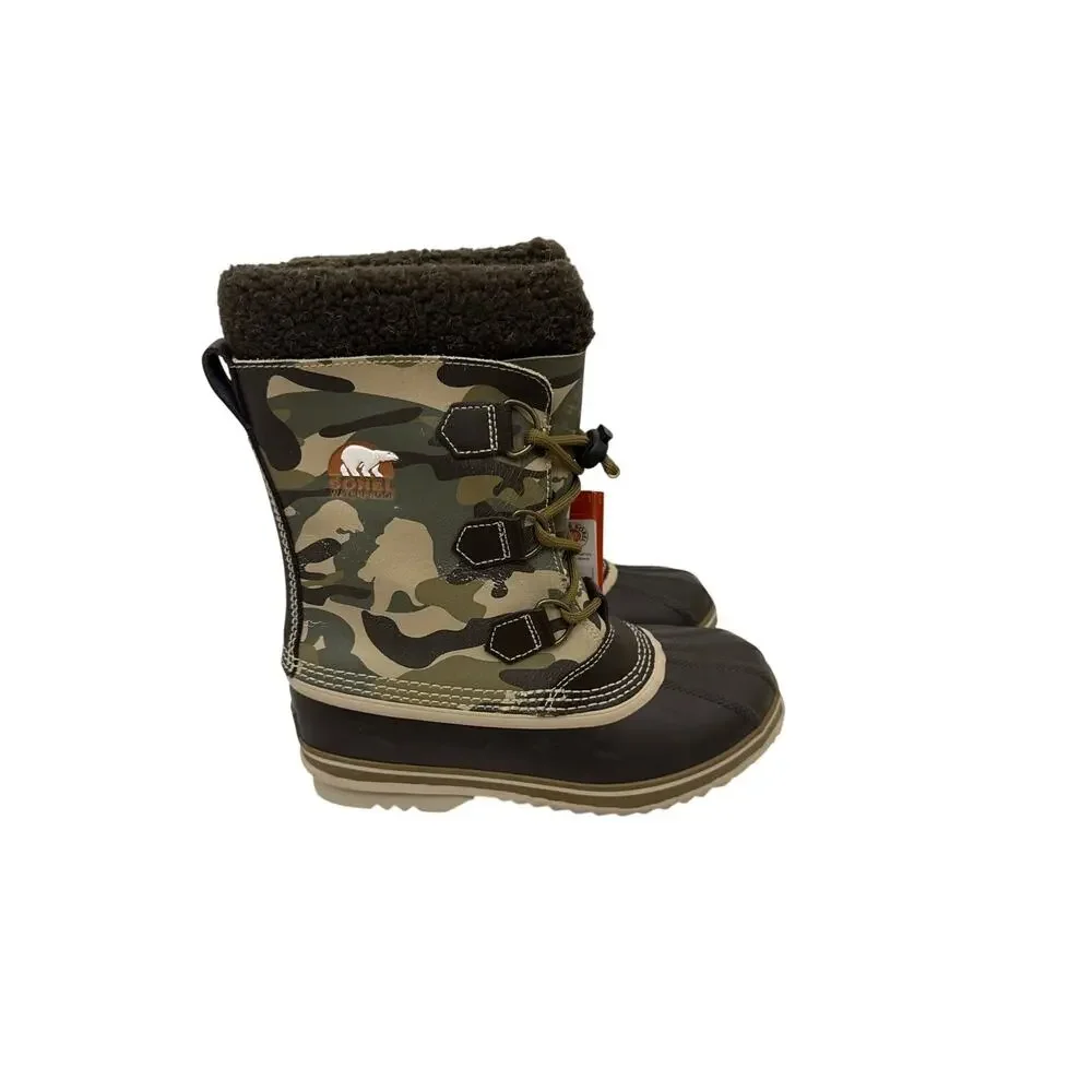 NWT Sorel Yoot Pac Nylon Brown Camo Waterproof Winter Snow Boot Youth 5